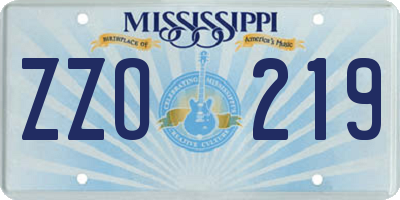 MS license plate ZZO219