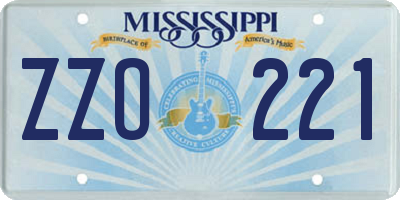 MS license plate ZZO221