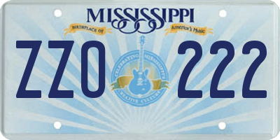 MS license plate ZZO222