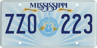 MS license plate ZZO223