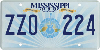 MS license plate ZZO224