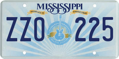 MS license plate ZZO225
