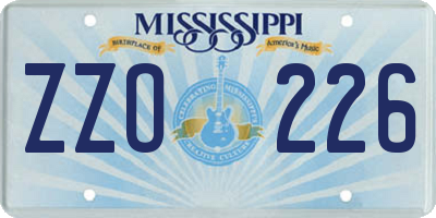 MS license plate ZZO226