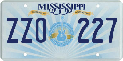 MS license plate ZZO227