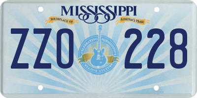 MS license plate ZZO228