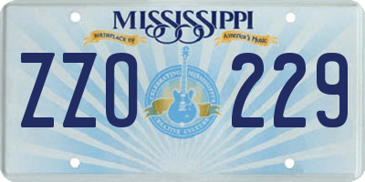 MS license plate ZZO229