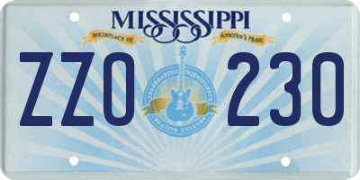 MS license plate ZZO230