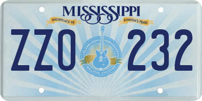 MS license plate ZZO232