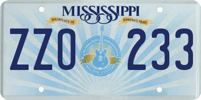 MS license plate ZZO233