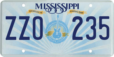 MS license plate ZZO235