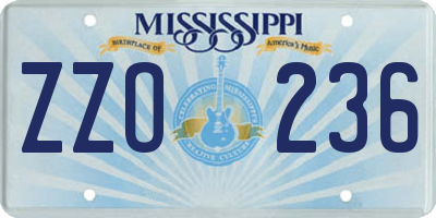 MS license plate ZZO236