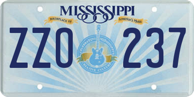 MS license plate ZZO237