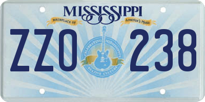 MS license plate ZZO238