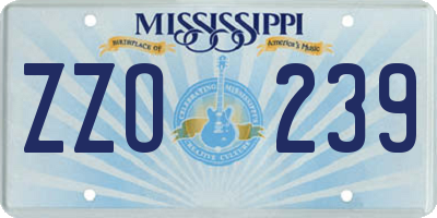 MS license plate ZZO239