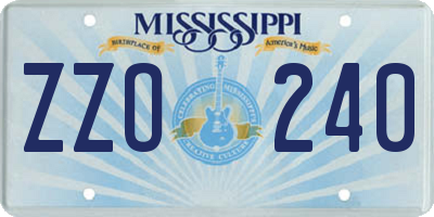 MS license plate ZZO240