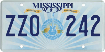 MS license plate ZZO242