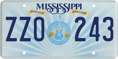 MS license plate ZZO243