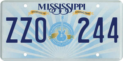 MS license plate ZZO244