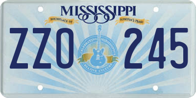 MS license plate ZZO245
