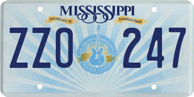 MS license plate ZZO247