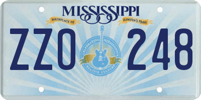 MS license plate ZZO248