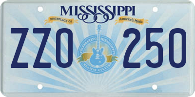 MS license plate ZZO250