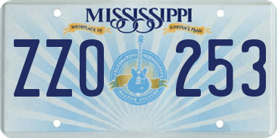 MS license plate ZZO253