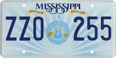 MS license plate ZZO255