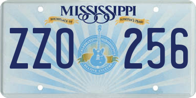 MS license plate ZZO256