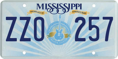 MS license plate ZZO257