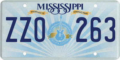MS license plate ZZO263
