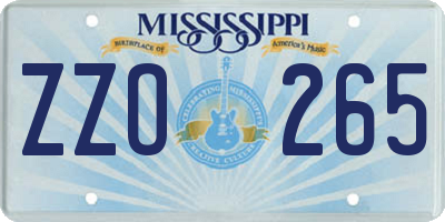 MS license plate ZZO265