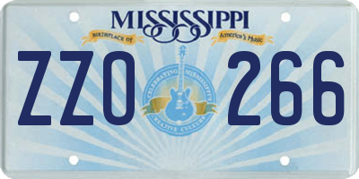 MS license plate ZZO266