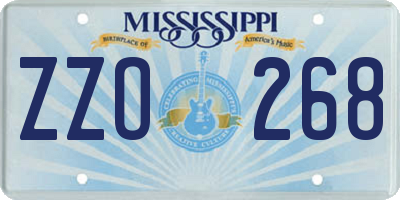 MS license plate ZZO268