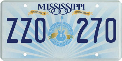 MS license plate ZZO270
