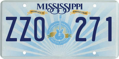 MS license plate ZZO271