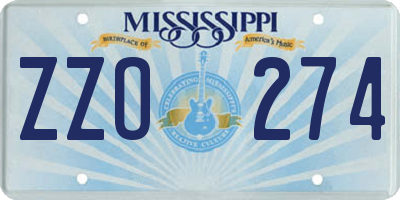 MS license plate ZZO274