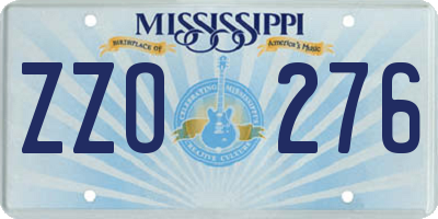 MS license plate ZZO276