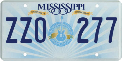 MS license plate ZZO277