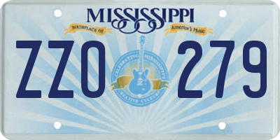 MS license plate ZZO279