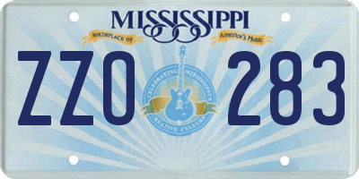 MS license plate ZZO283