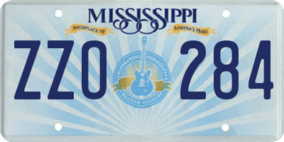 MS license plate ZZO284