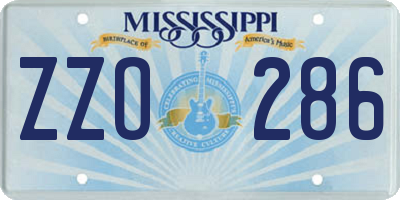 MS license plate ZZO286