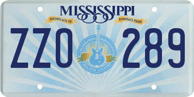MS license plate ZZO289