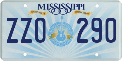 MS license plate ZZO290