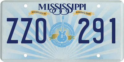 MS license plate ZZO291