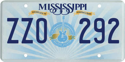MS license plate ZZO292