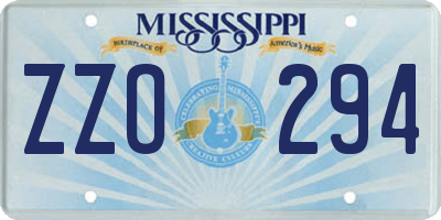 MS license plate ZZO294