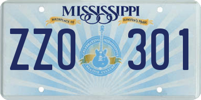 MS license plate ZZO301