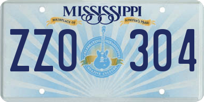 MS license plate ZZO304